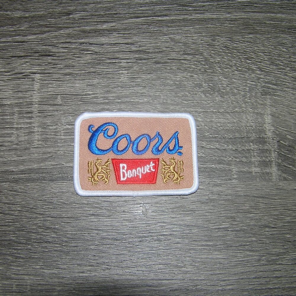 Coors Banquet Retro Vintage Style Beer Embroidered Iron On Patch 3" x 2"